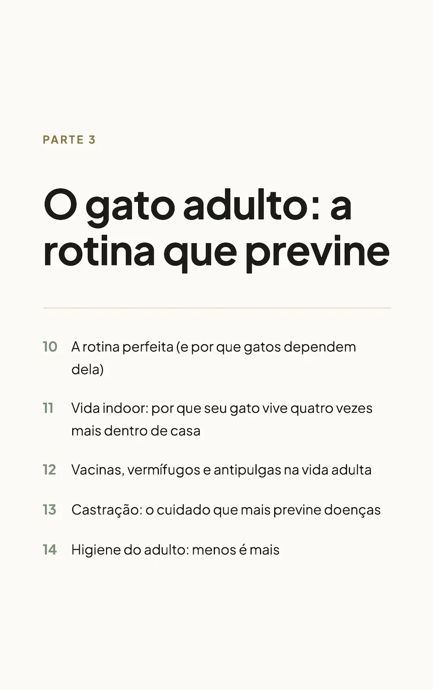 Página 88: abertura da Parte 3, o gato adulto